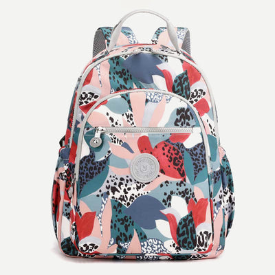 Backpack for Women Waterproof Multi-Compartment Printing Casual Nylon Lightweight Schoolbag
