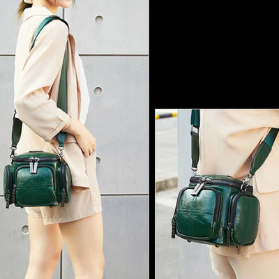 Retro Small Camera Bag for Women Oil Wax Leather Crossbody Purse