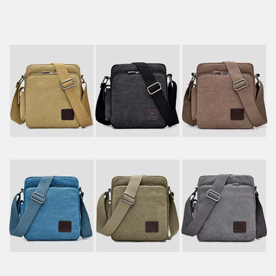 Vintage Canvas Mini Crossbody Shoulder Bag Men Small Purses with Multi-Slot
