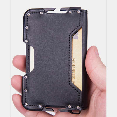 Genuine Leather Bifold Mens Leather Airtag Wallet BFID Blocking Card Holder