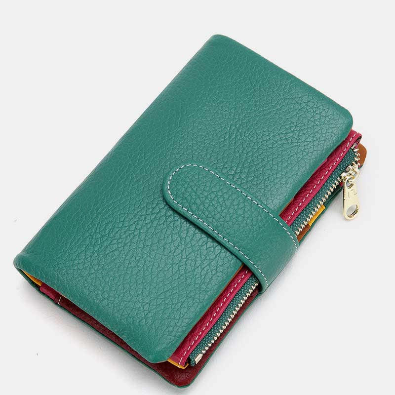 Multi-Slot Real Leather Wallet for Women RFID Blocking Bifold Compact Wallet