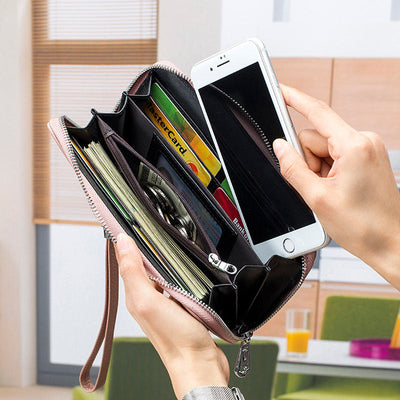Classic Long Wallet RFID Roomy Leather Phone Purse For Women