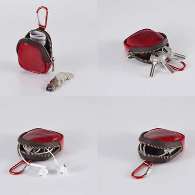 Mini Leather Zipper Coin Purse Cowhide Leather Cute Purses Wallet