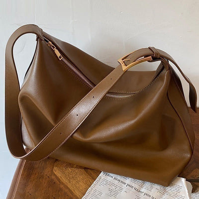 Soft Leather Tote Women Wide Strap Vintage Crossbody Satchel Purse