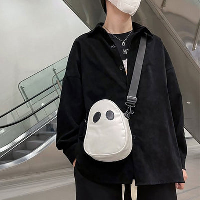 Crossbody Bag For Outdoor Funny Faceless Pattern Leather Pack