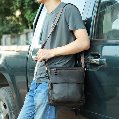 Men's Shoulder Bag Genuine Leather Small Messenger Bag Crossbody Bag