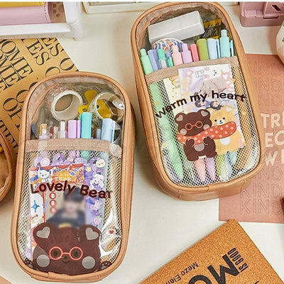 Pencil Case For Students Simple Transparent Vertical Style Pencail Bag