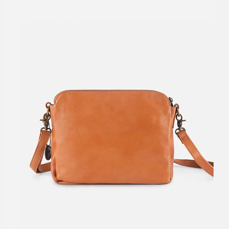 Vintage Three Layer Leather Crossbody Shoulder Bag For Women