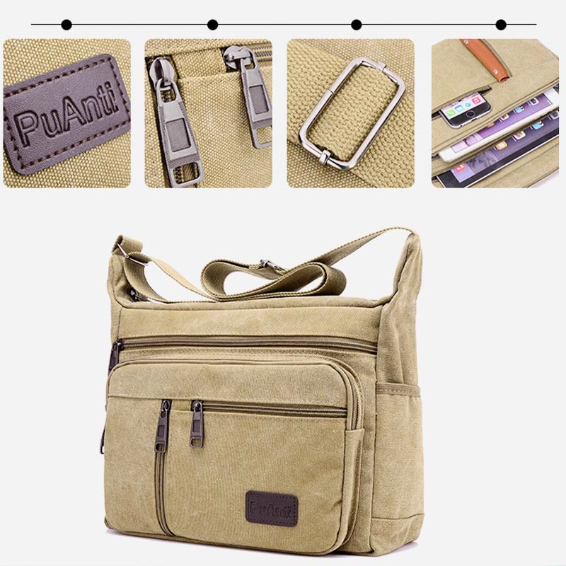 Crossbody Bag For Men Vintage Outdoor Canvas Business Shoulder Bag