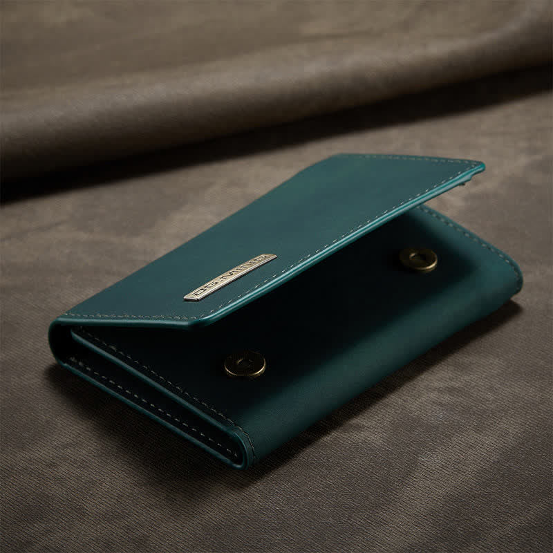 2 In 1 Magnetic Wallet Phone Case for iPhone PU Leather Trifold Wallet Case