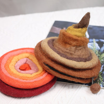 Round Coin Purse For Women Cute Wool Felt Clutch
