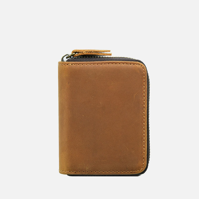 Retro Short Wallet Genuine Leather Multiple Slots Organ Card Holder