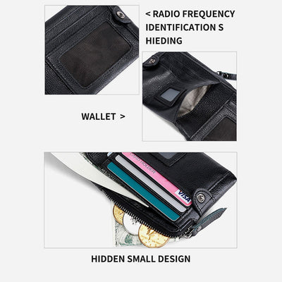 Wallet For Men Genuine Leather RFID Antimagnetic Change Coin Clip