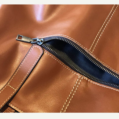 Genuine Leather Tote Bags for Women Casual Shoulder Purse with Crossbody Strap