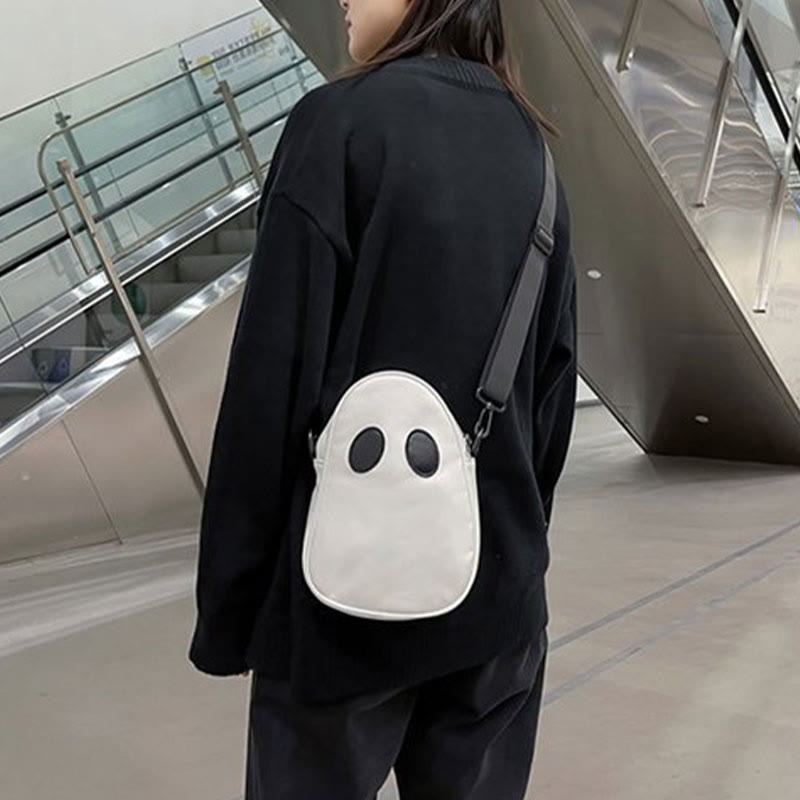 Crossbody Bag For Outdoor Funny Faceless Pattern Leather Pack