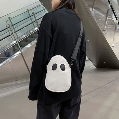 Crossbody Bag For Outdoor Funny Faceless Pattern Leather Pack