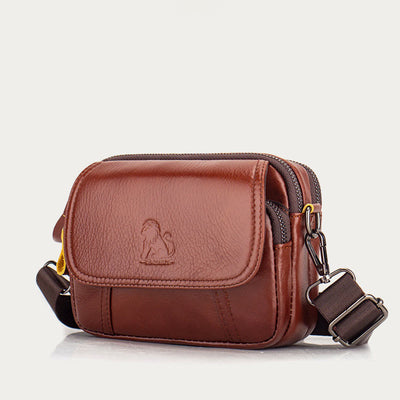 Waist Bag For Men Genuine Leather Horizontal Multi-Functional Phone Bag