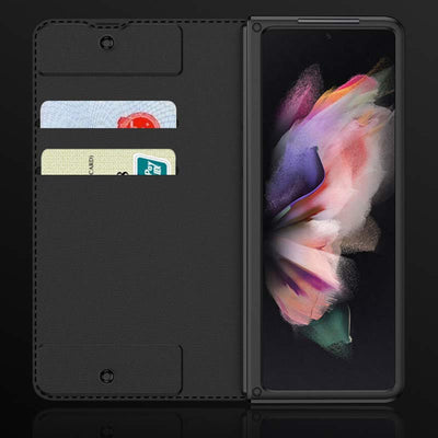 Leather Wallet Case For Galaxy Z Fold 3/4 With Removable S Pen Holder Kickstand