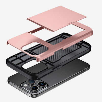 Iphone Slide Card Phone Case 2 In 1 Anti Fall Wallet Case for iPhone 14/15/16