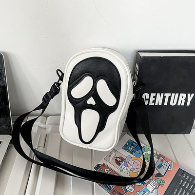 Crossbody Bag For Party Funny Ghost Skull Pattern Leather Pack