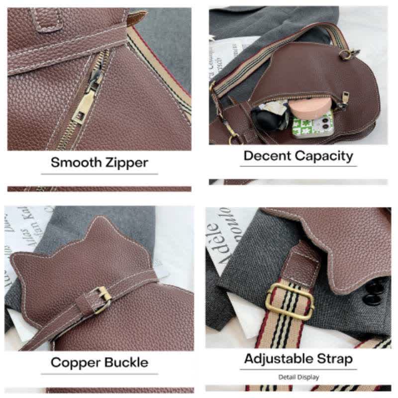 Cute Cat Shaped PU Leather Sling Bag Ladies Crossbody Shoulder Bag