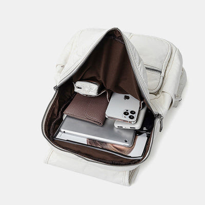 Soft Leather Travel Backpack Small Waterproof Casual Daypack Backpacks for Women