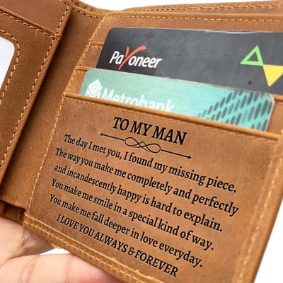 Thin Wallet For Family Laser Inscription Leather Purse Gift