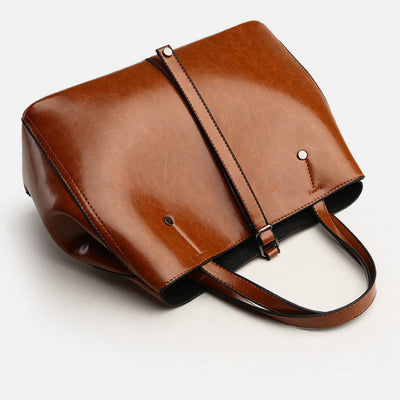 Minimalist Tote Pure Color Leather Crossbody Handbag For Women