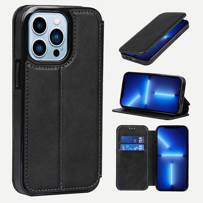 Phone Case for iPhone 14 Clamshell Leather Card Slot Case