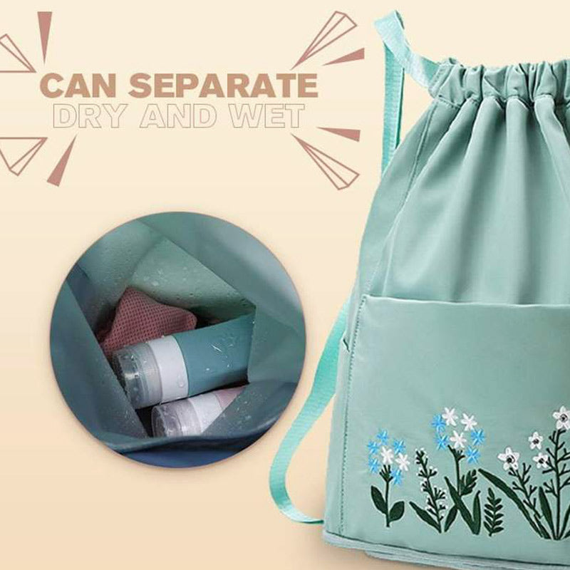 Large Capacity Waterproof Foldable Floral Embroidery Fitness Travel Backpack
