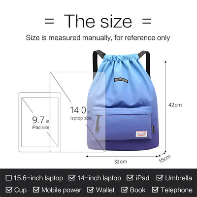 Large Capacity Waterproof Drawstring Nylon Backpack for Sport Swimming Yoga