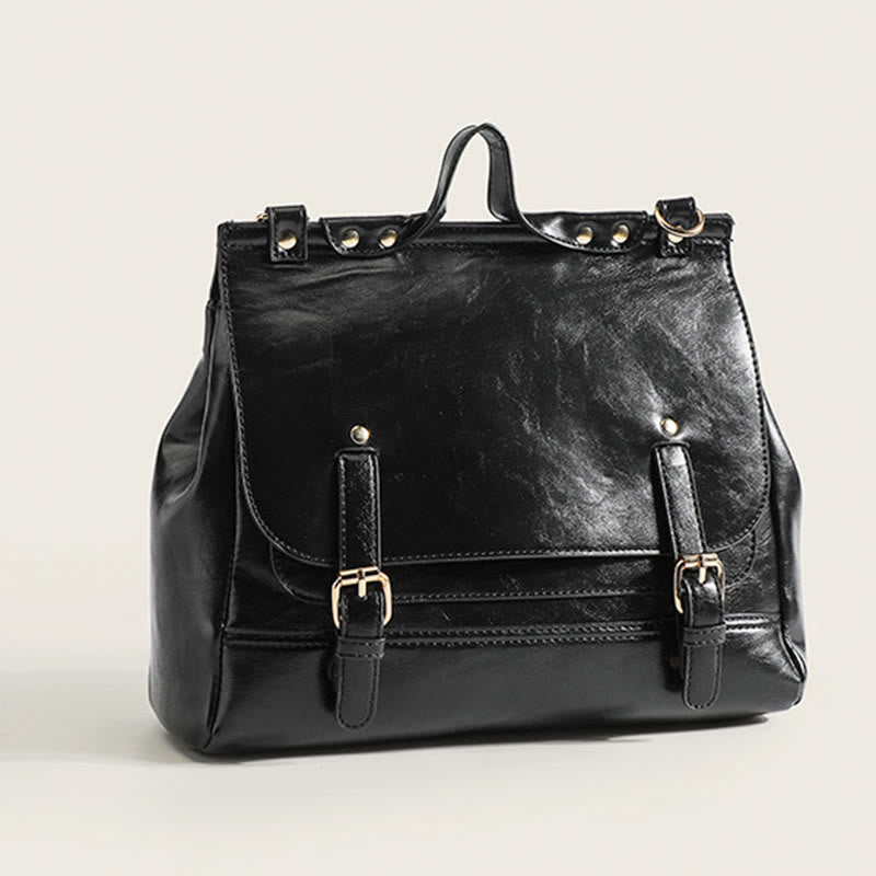 Backpack For Women Vintage Oil Wax Leather Multi-Functional Crossbody Bag