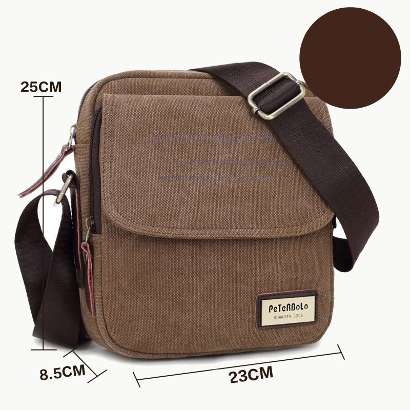 Men's Thicken Canvas Bag Durable Wide Strap Crossbody Shoulder Bag