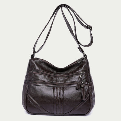 Vintage Large Capacity Shoulder Bag For Women Soft Leather Purse