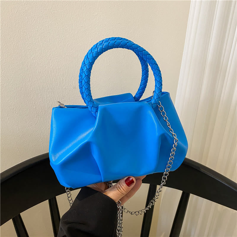Crossbody Bag For Women Wrinkle Shape Mini Solid Color Handbag