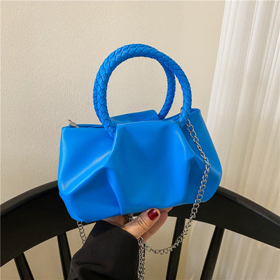 Crossbody Bag For Women Wrinkle Shape Mini Solid Color Handbag