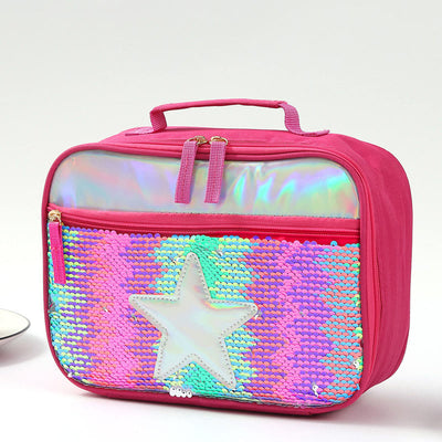 Lunch Bag For Children Glitter Heart Pattern Insulated Bag