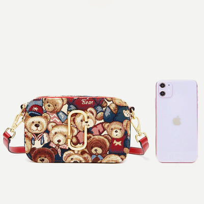 Women Girls Cute Bear Shoulder Bag Mini Crossbody Bag Purse