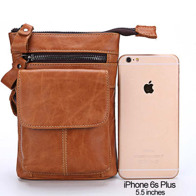 Men's Outdoor Leather Multi-function Waist Bag