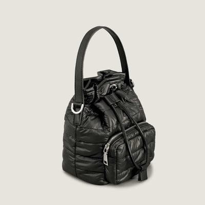 Puffer Drawstring Bucket Bag for Women Down Satchel Quilted Shoulder Bag