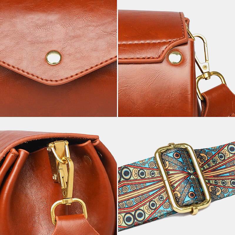 Crossbody Bag For Women Genuine Leather Cylinder Large Capacity Shoulder Bag