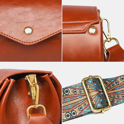 Crossbody Bag For Women Genuine Leather Cylinder Large Capacity Shoulder Bag
