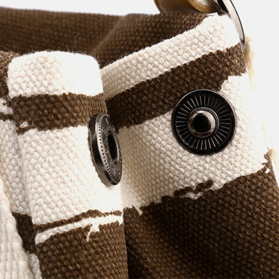 Casual Tote Bag For Women Daily Use Striped Canvas Bag