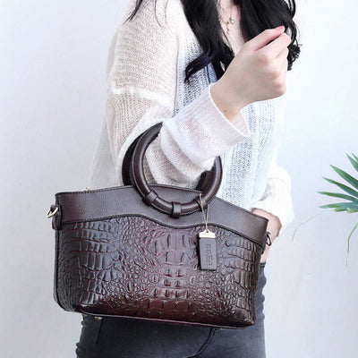 Large Capacity Vintage Embossing Crossbody Bag Top-Handle Bag