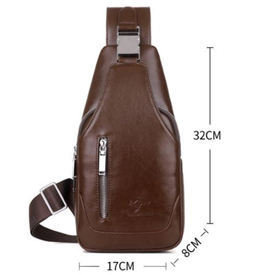 Men's Anti-theft Vintage Sling Bag with USB Charging Port