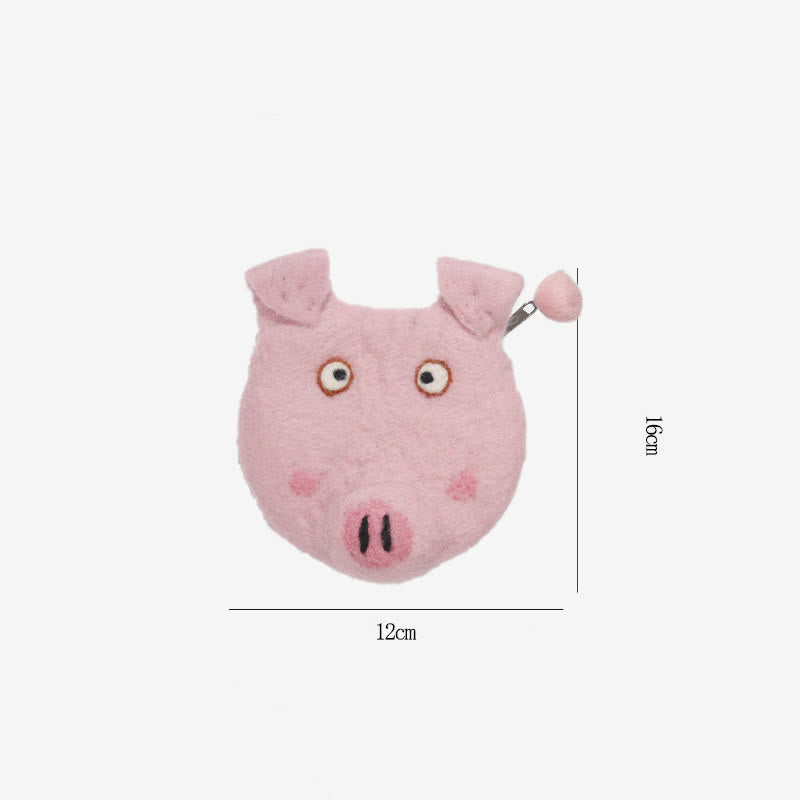 Wool Felt Coin Purse Cute Cartoon Furry Animal Shape Wallet
