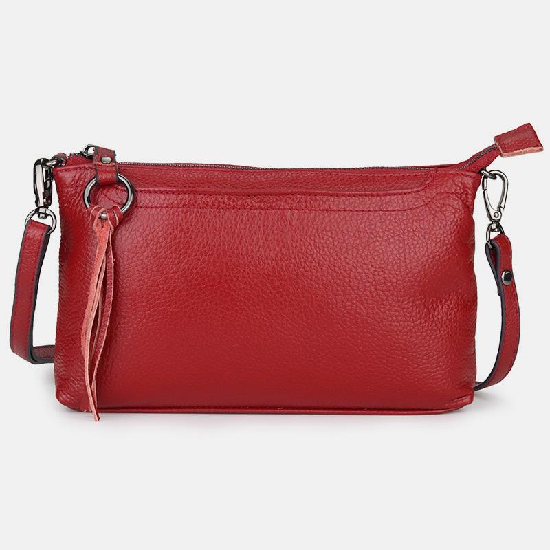 Genuine Leather Tassel Shoulder Crossbody Bag