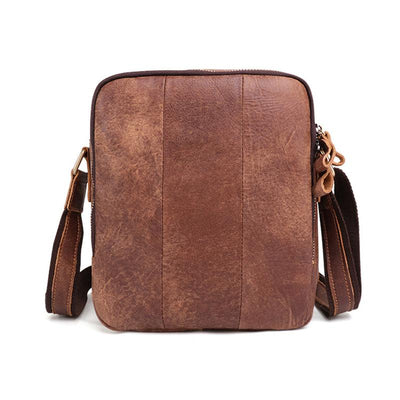 Men's Genuine Leather Triple Zip Classic Crossbody Bag