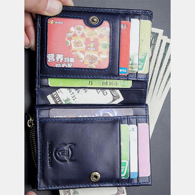 Genuine Leather Vintage Card Holder Money Clip Wallet