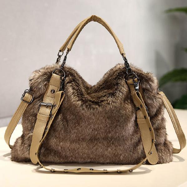 Women's Plush Elegant Shoulder Bag Tote Handbag